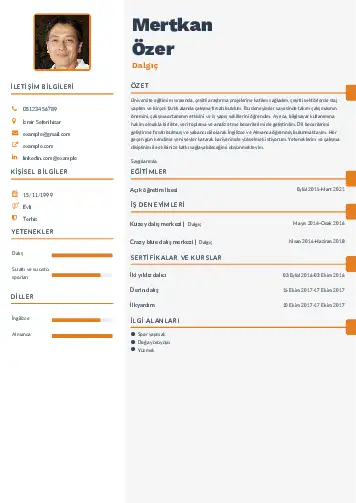 Dalgıç CV Örnekleri cv indir